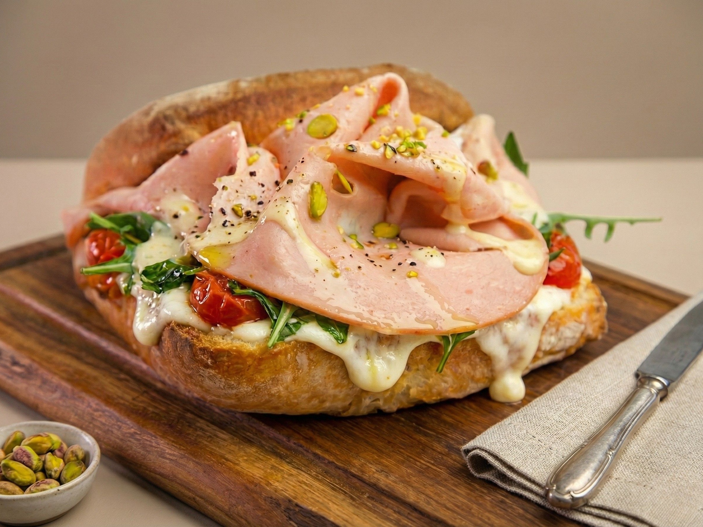 Сэндвич Панини с куриной мортаделлой