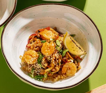 Вок с креветками