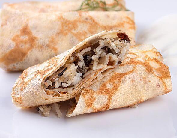 Блины с ветчиной и грибами 2шт