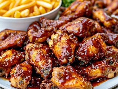 Крылышки BBQ с картофелем фри