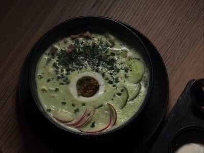 Окрошка с языком на огуречном кефире