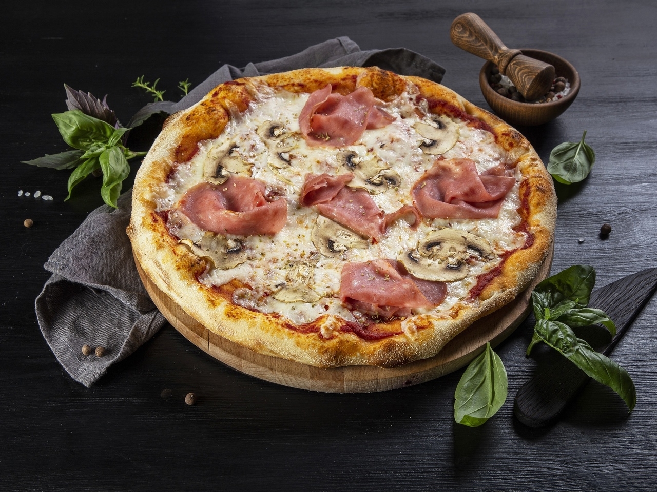 Ветчина и грибы 30см