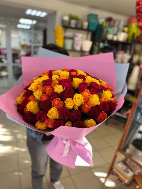 Букет из 101 кенийской розы 50 см