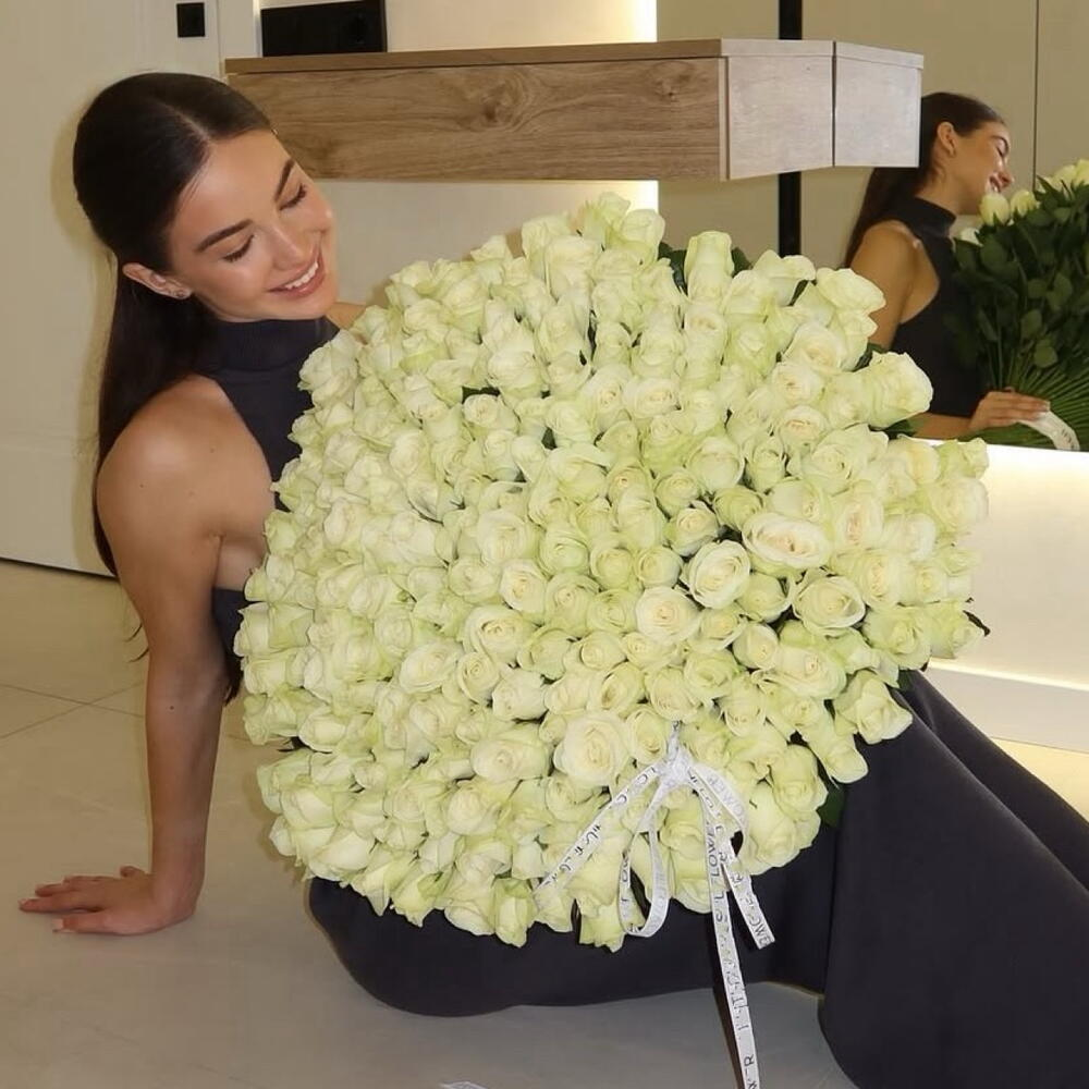 101 Роза 60 см белая свежая