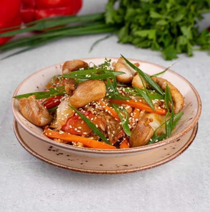 Рис с курицей и креветками