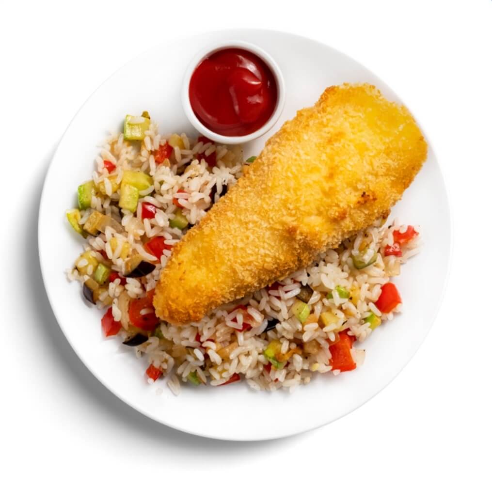 Котлета по-киевски с рисом и рататуем