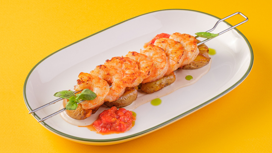 Креветки с молодым картофелем