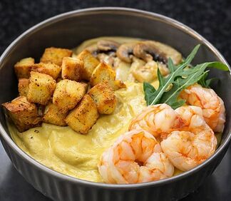 Крем-суп грибной с креветками