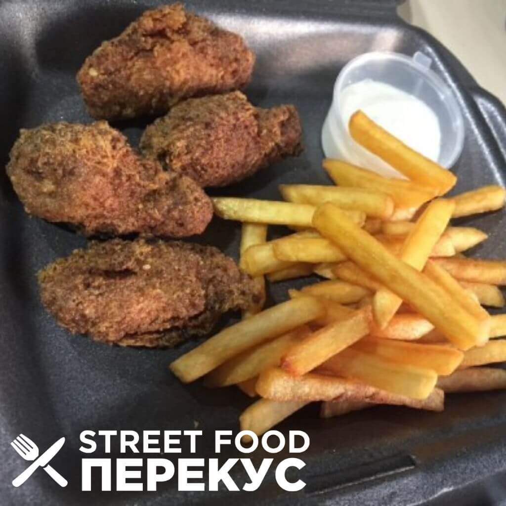 Крылышки фри + картошка фри + соус