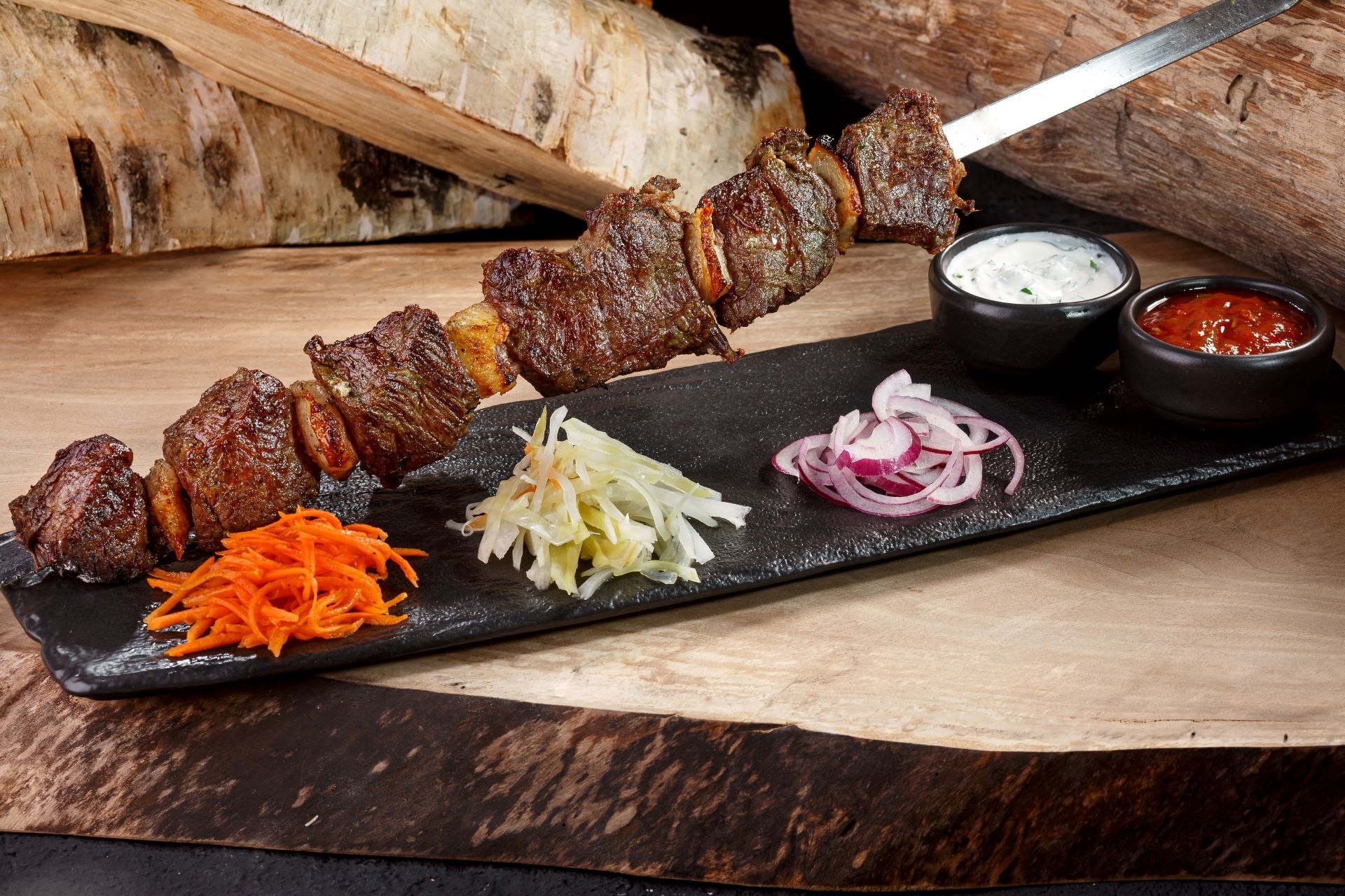 Шашлык из мраморной говяжьей вырезки