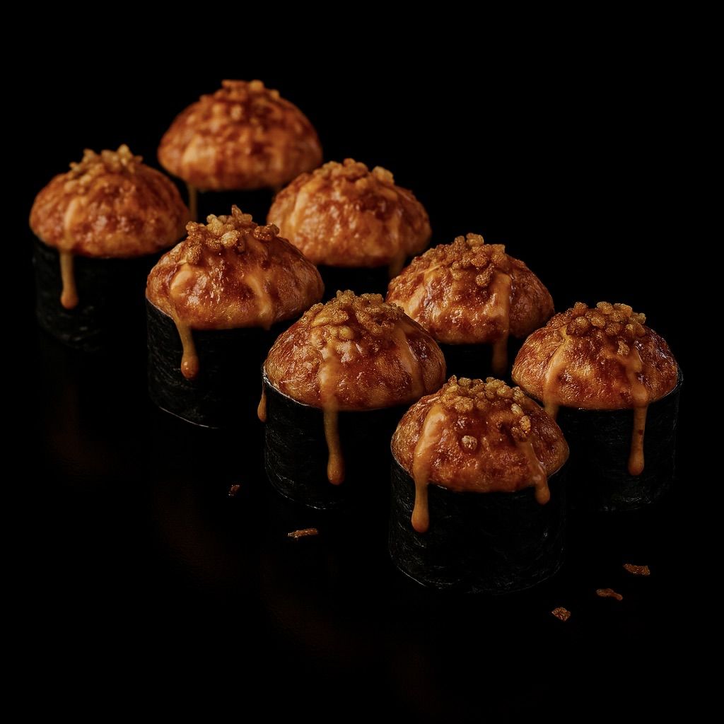 Запеченный ролл c беконом и луком фри