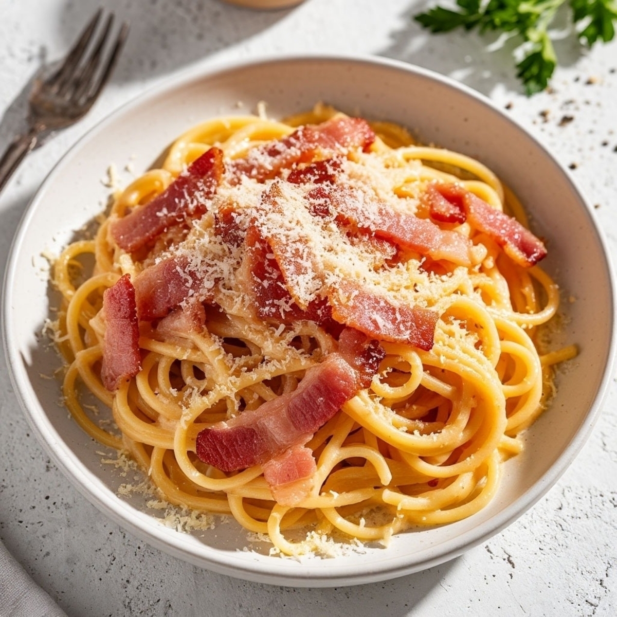 Паста "Карбонара" со свиной грудинкой и сыром "Пармезан"