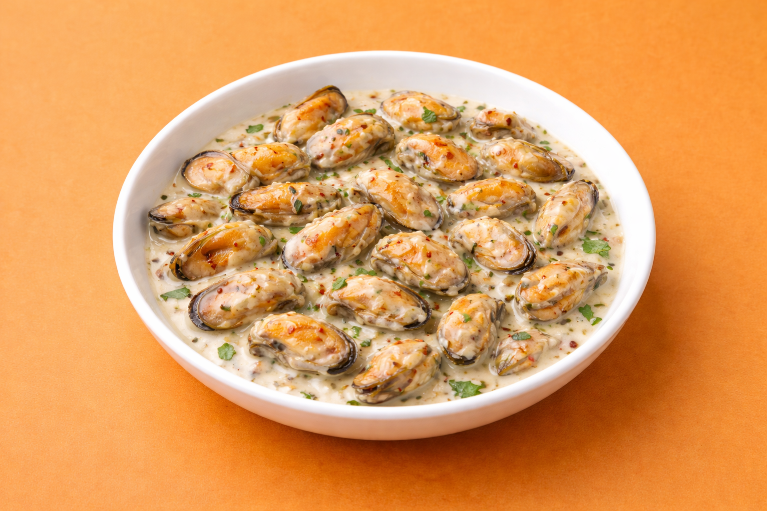 Мясо мидий в сливочном соусе