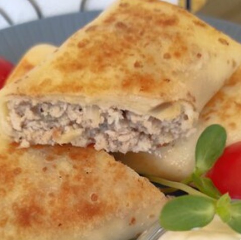 Блинчики с курицей и грибами