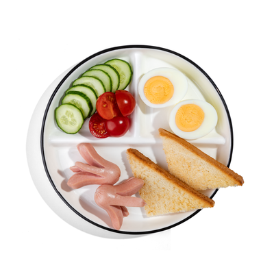 Большой детский завтрак с отварным яйцом