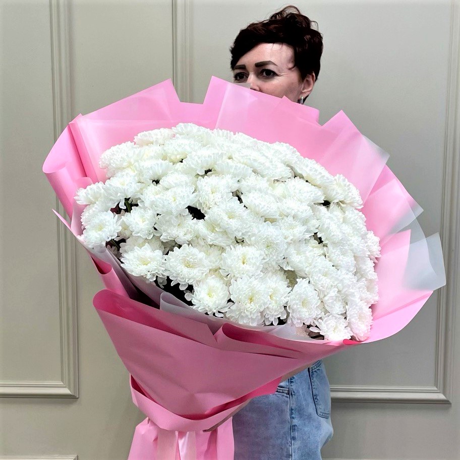 Букет ГИГАНТ из 21 хризантемы