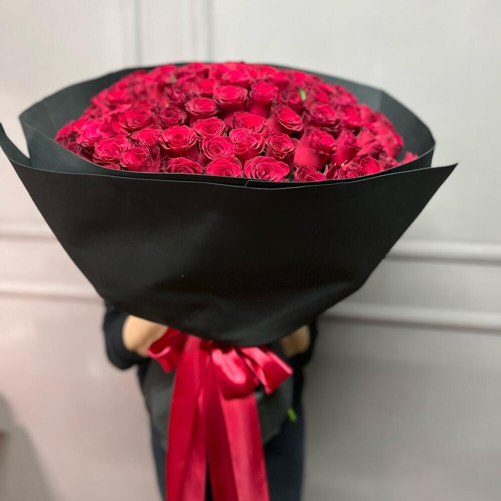 Букет 101 Роза 60 см Черная мамба
