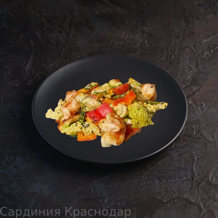 Салат с креветками том ям