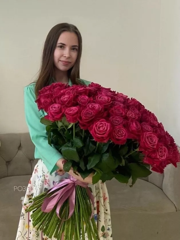 Букет из 101 розовой розы «Фламинго»
