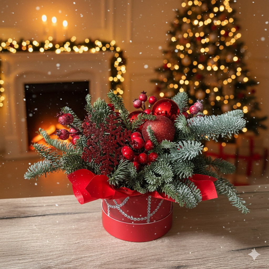 Новогодняя композиция красная