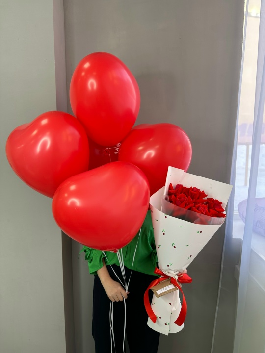 Комбо розы и сердца