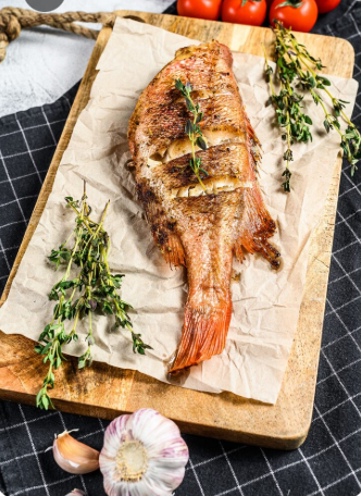 Морской окунь гриль