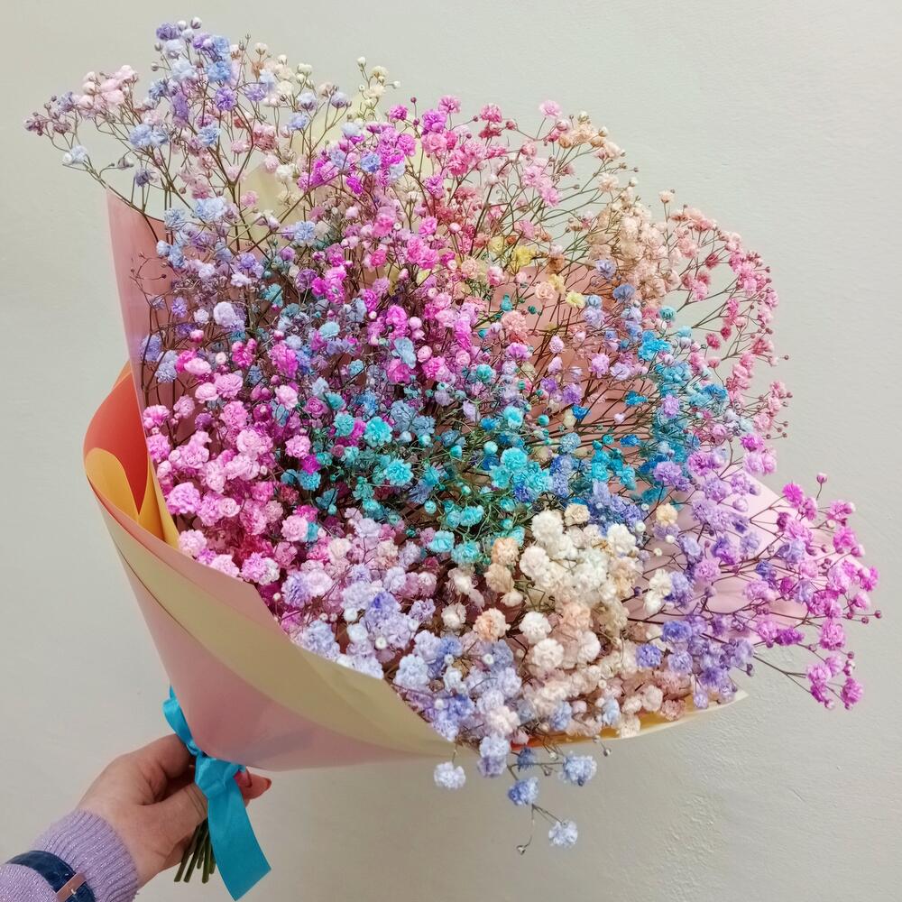 Букет из радужной гипсофилы Огни Венеции