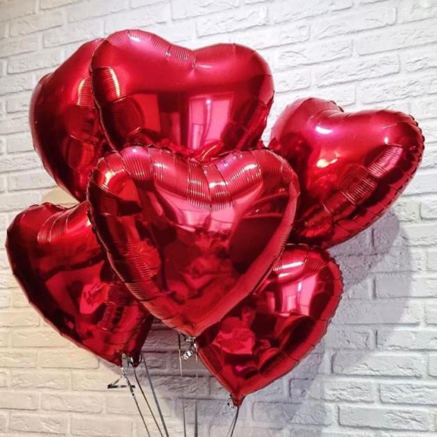 Набор из фольгированных шаров "Сердце" 7шт