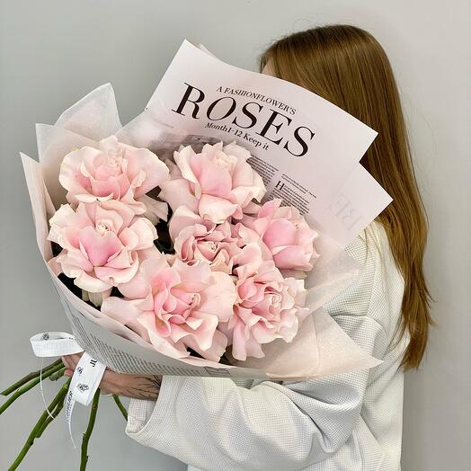 «Pretty in pink» Букет из французской розы Пинк мондиаль