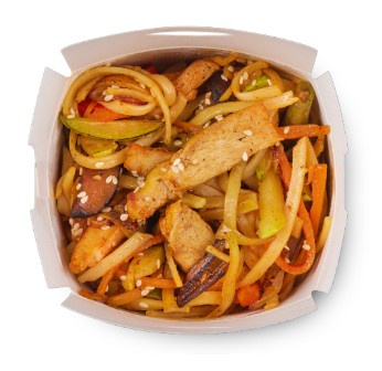 Лапша с цыпленком в остром соусе