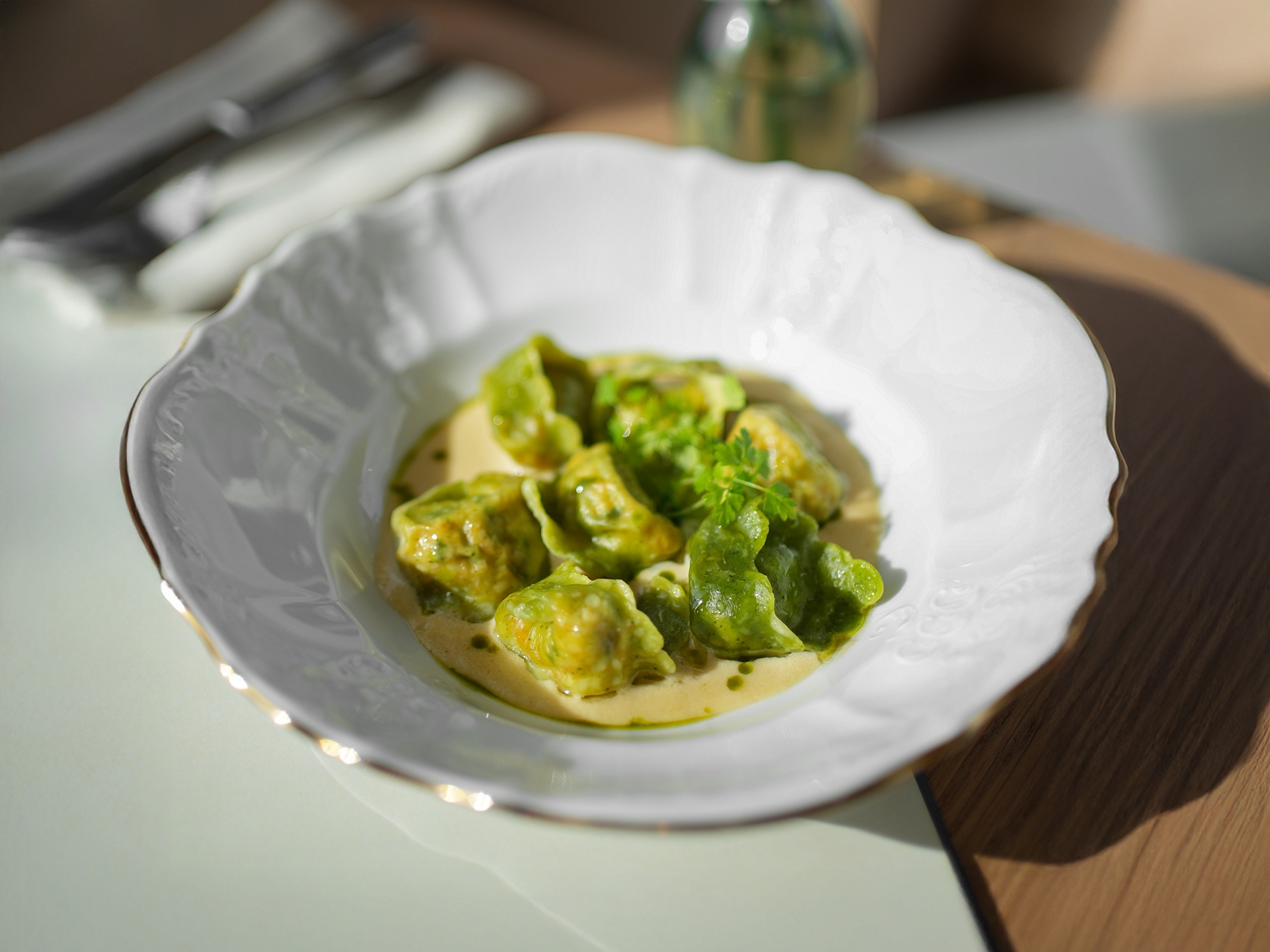 Равиоли с лососем и шпинатом