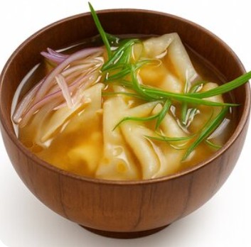 Широкая домашняя лапша с бульоном