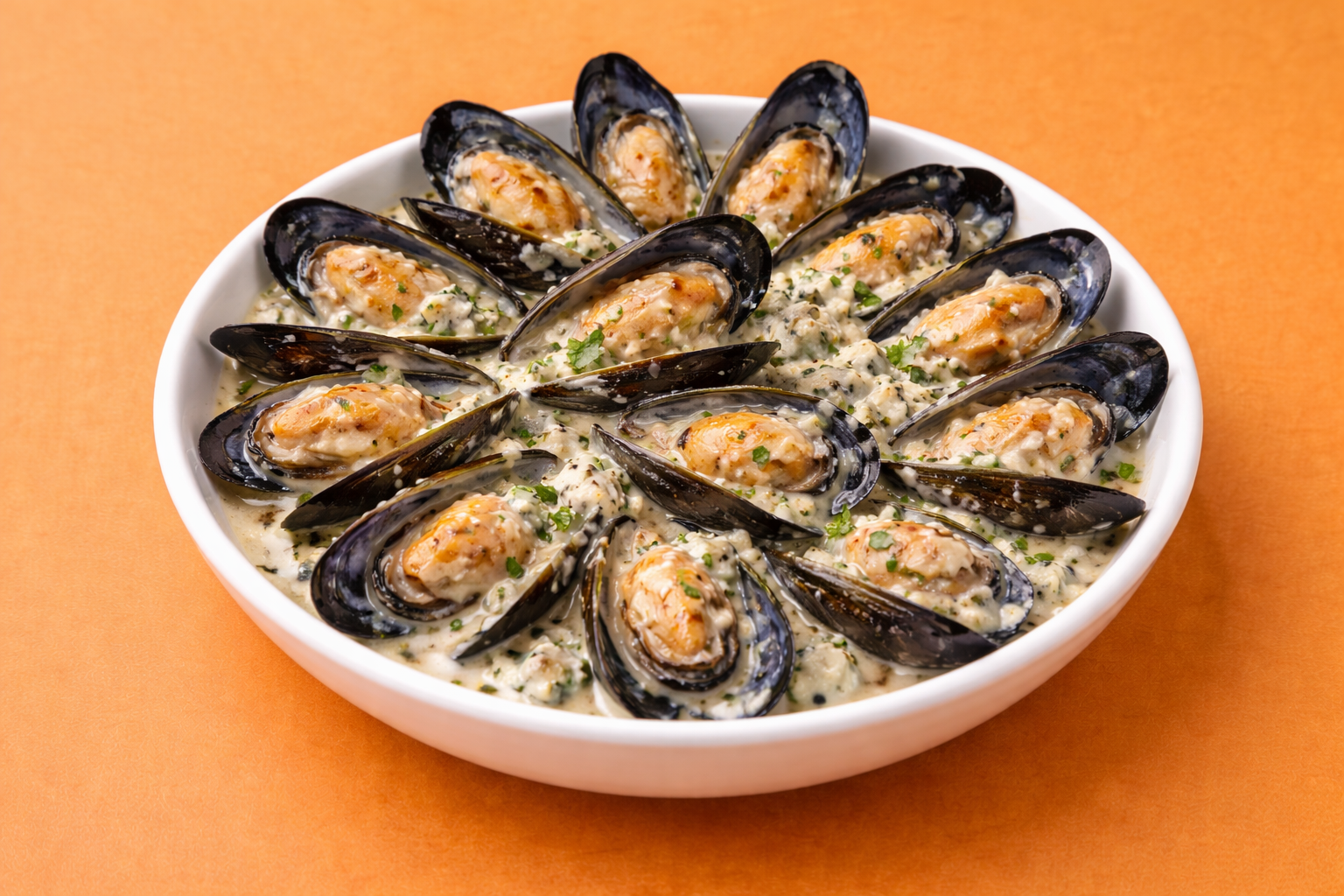 Мидии в створке соусе Блю Чиз