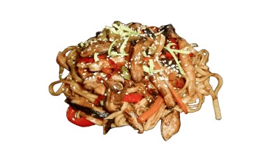 Лапша рисовая с курицей и овощами