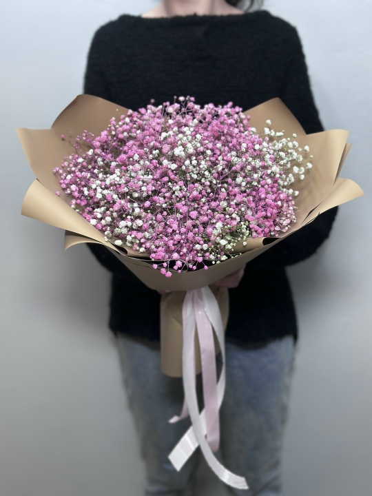 Букет из белой и розовой гипсофилы