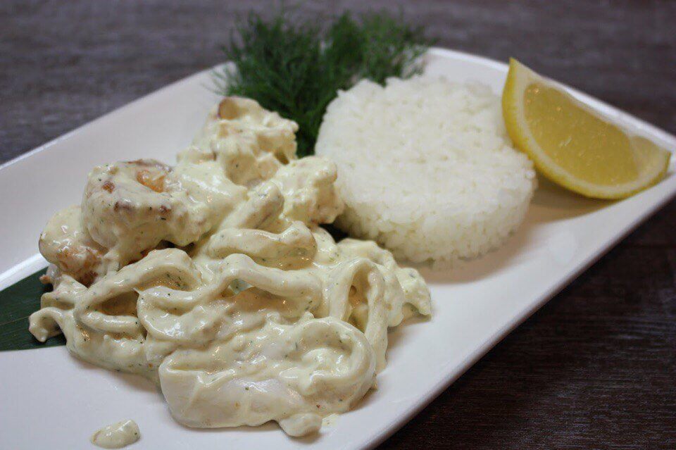 Морепродукты в сыре Филадельфия