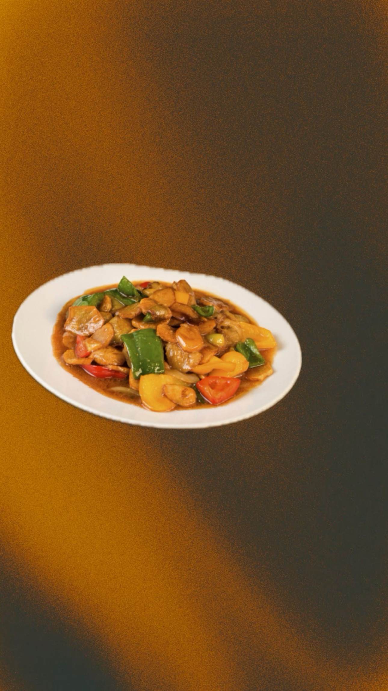 Жареный картофель с курицей и овощами