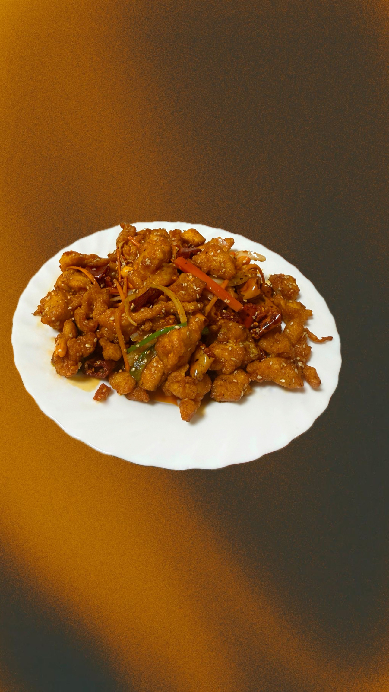 Жареная острая курица кусочками