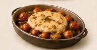 Овощи печеные под сулугуни