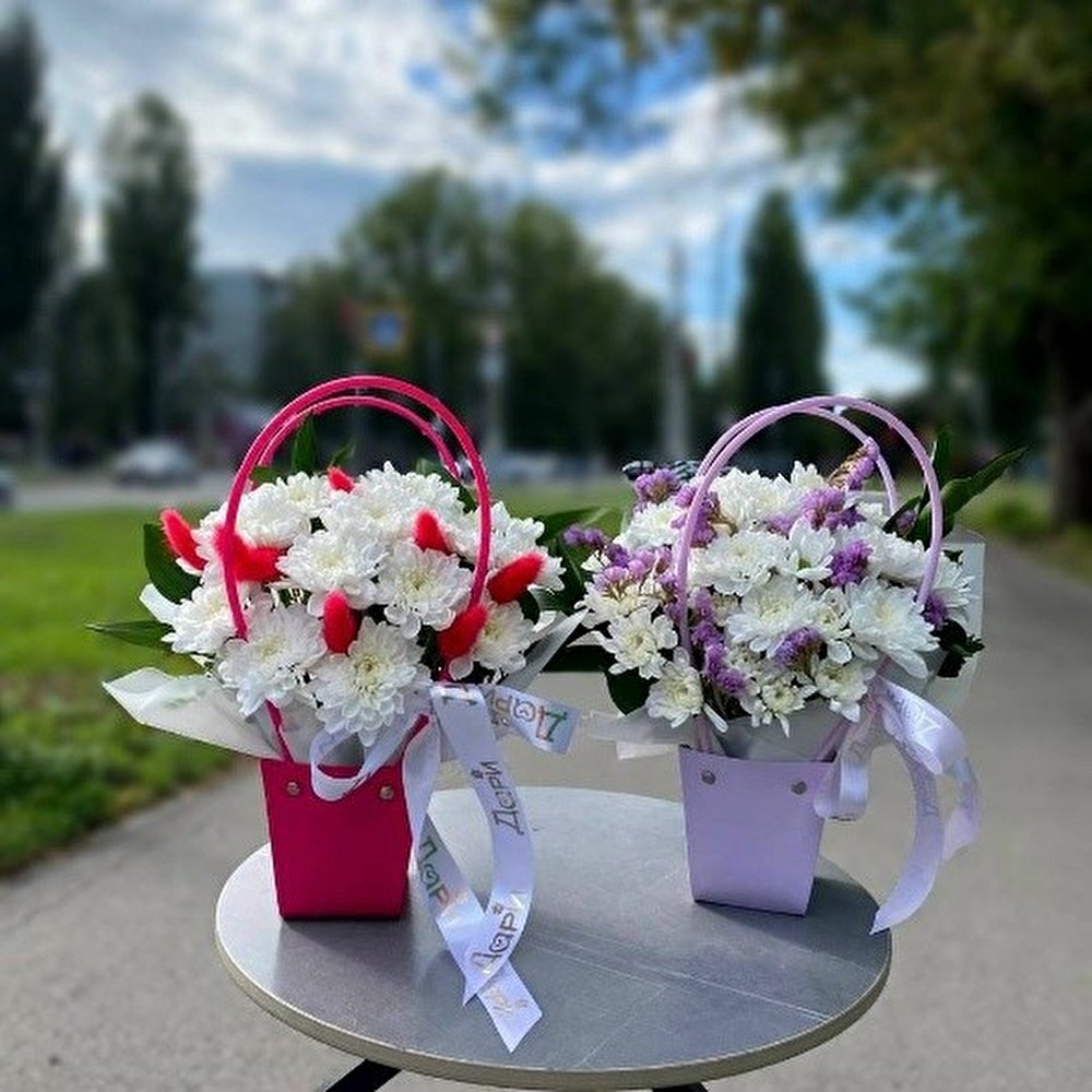 №7 Сумочка с хризантемой и сухоцветами