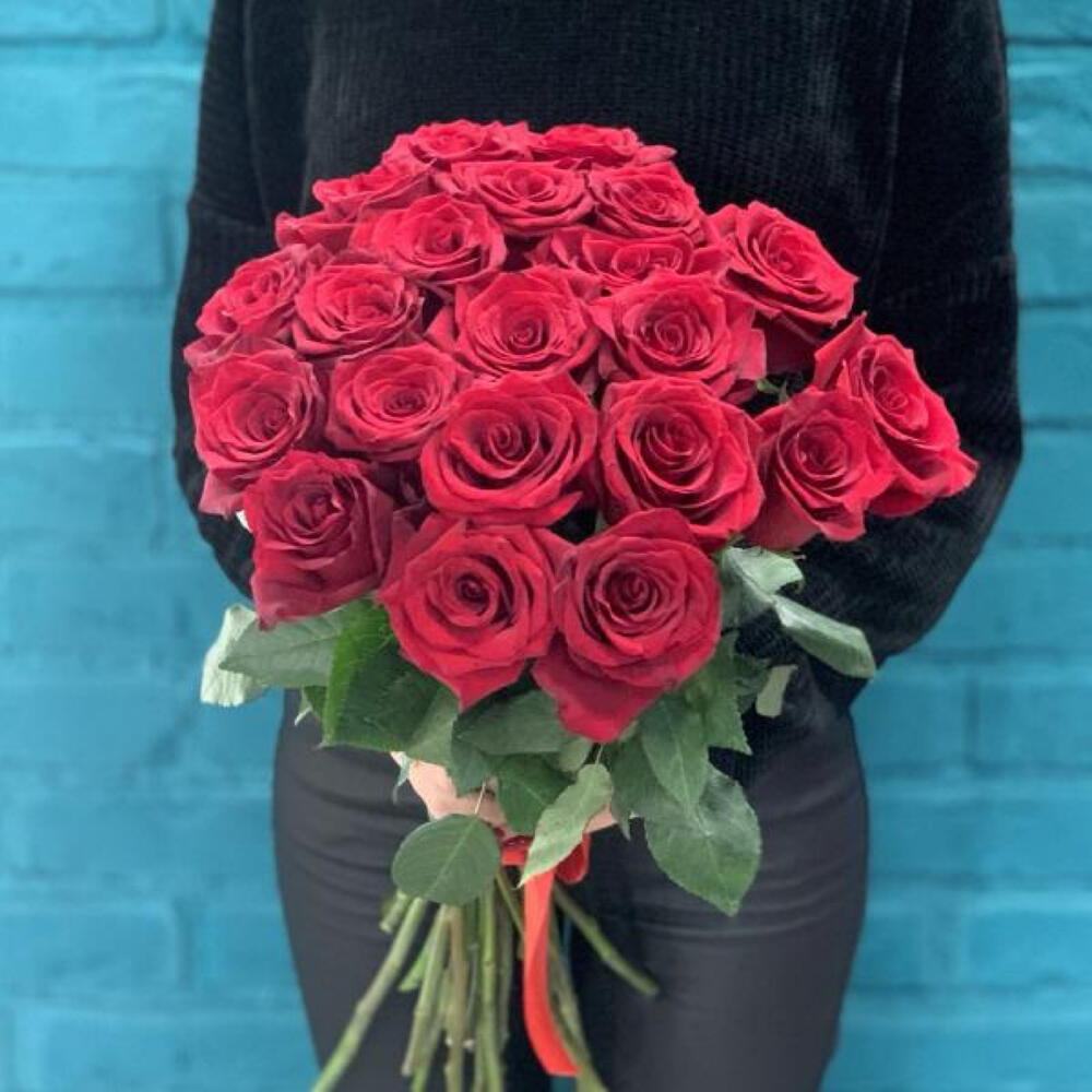 21 красная роза 70см