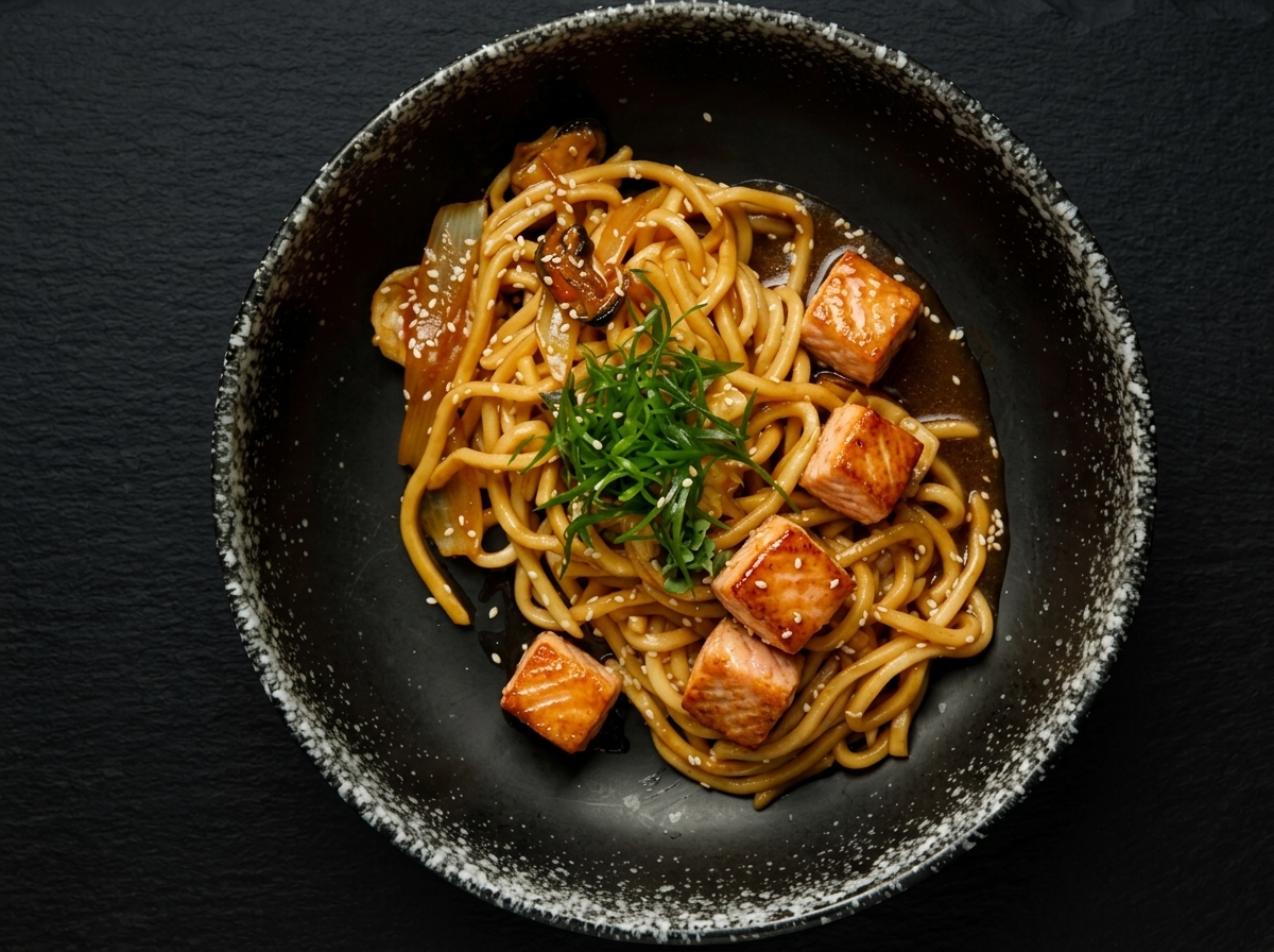 WOK с лососем