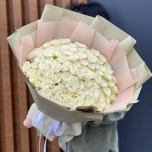 101 белая Роза букет