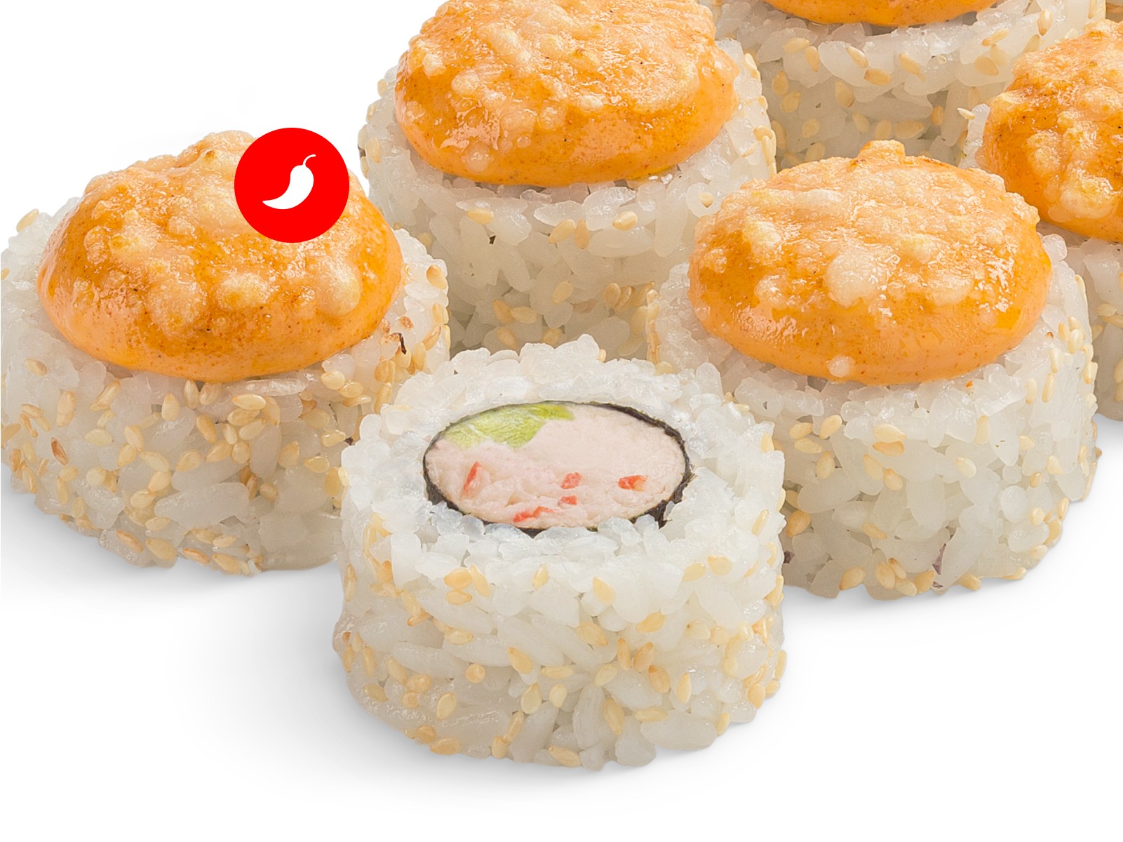 Ролл Филадельфия с лососем, крабом и спайси соусом