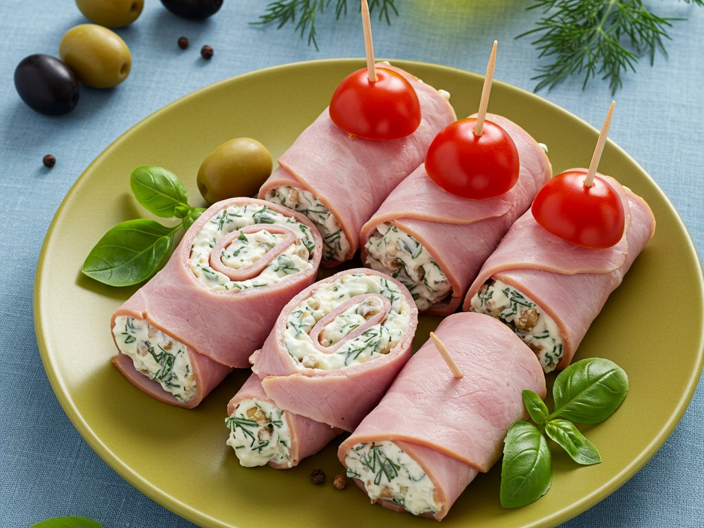 Рулетики с ветчиной