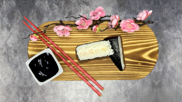 Онигири с креветкой (соус грибной)