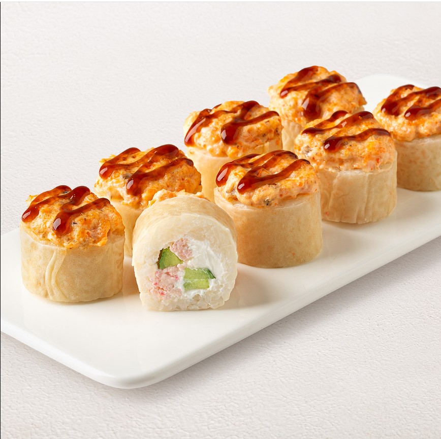 Спринг-ролл с угрем и лососем