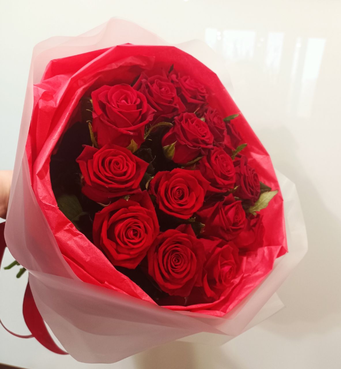 Букет из 15 бордовых роз (40 см)