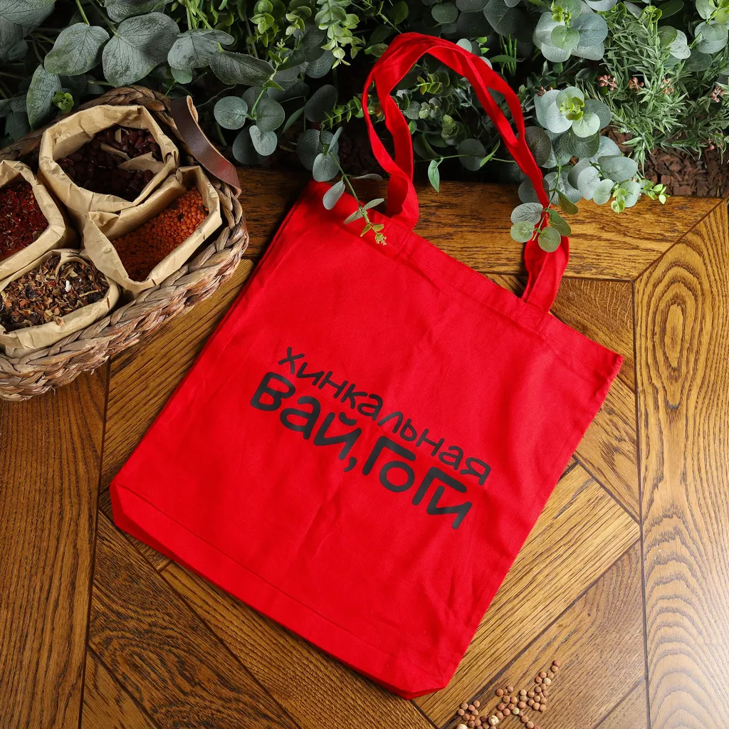 Сумка холщовая красная