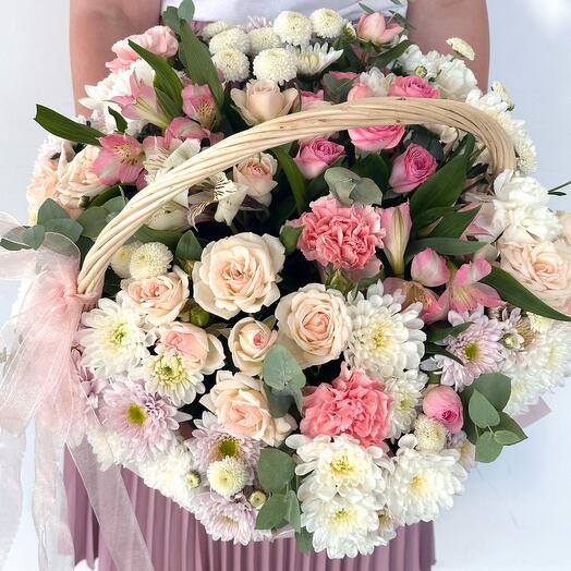 Хит-продаж! Корзина «Восторг!» из хризантем